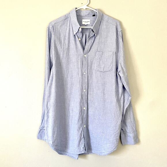 Five Four Los Angeles Shirt Men XL Blue Button Long Sleeve Lightweight Preppy - Picture 1 of 8